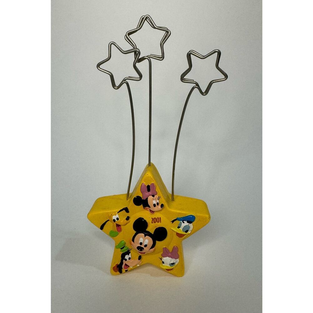 Disney Mickey Mouse 100 Year Yellow Star Photo Note Balloon Holder Vintage 2001